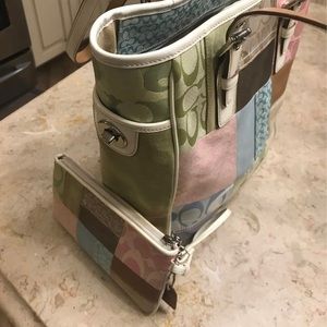 Coach Pastel Purse & Wristlet Set